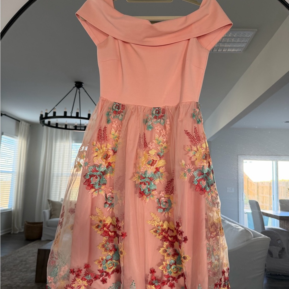 Gianni Bini Floral Embroidered Pink Dress